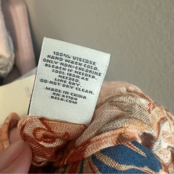 Wonderly Boho Viscose Swim Cover-Up One Size Peach Floral Paisley Kimono Chic - Picture 10 of 11